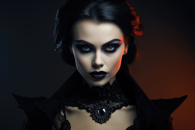 donna con make up intenso da vampiro